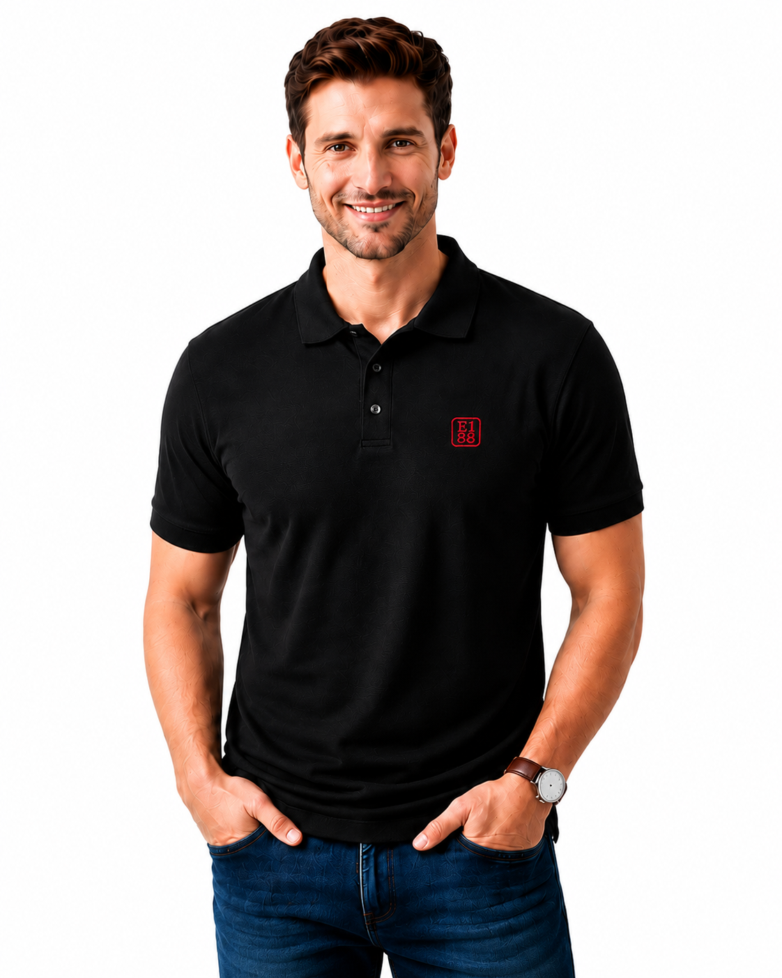 E1.88 Black Core Polo T-Shirt
