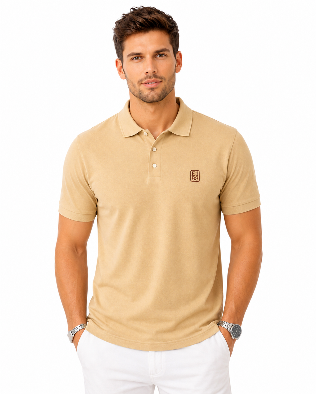 E1.88 Beige Core Polo T-Shirt