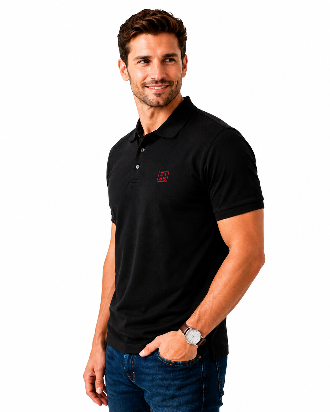 E1.88 Black Core Polo T-Shirt