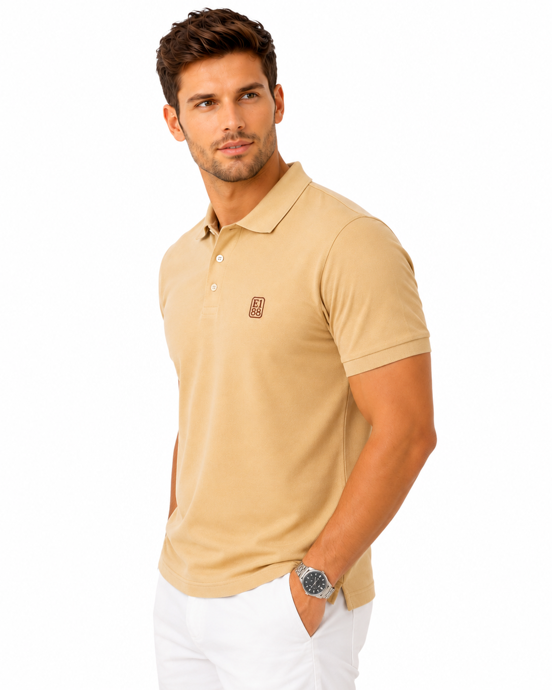 E1.88 Beige Core Polo T-Shirt