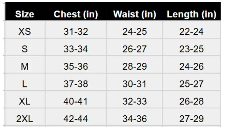 Size chart