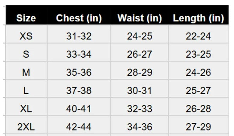 Size chart